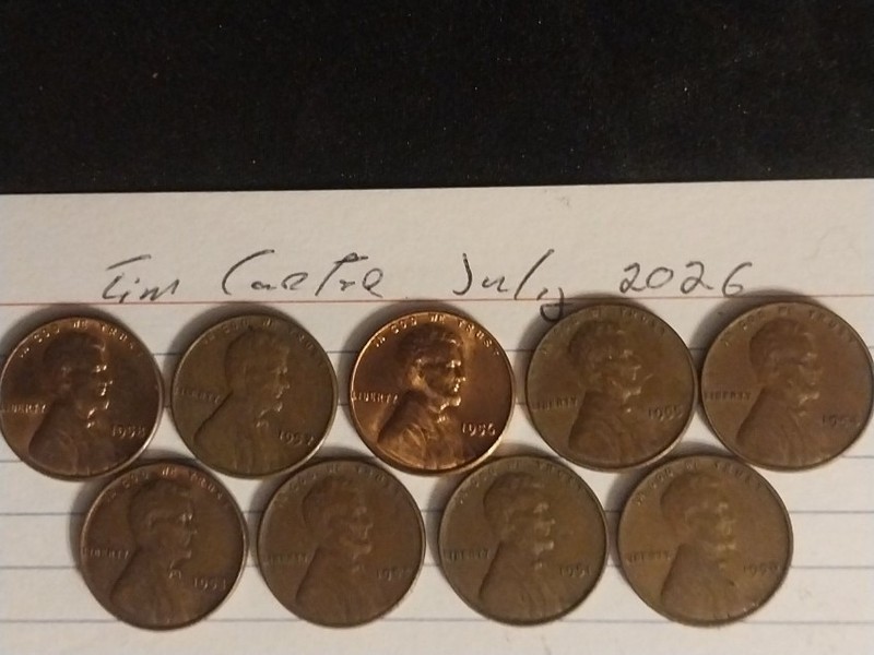 24-Piece 1950s Lincoln Wheat Cent Lot P D S Mints 1950-1959 Copper Pennies 