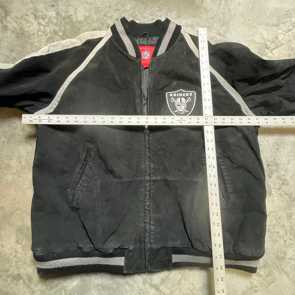Vintage Los Vegas Raiders NFL Suede Leather Jacket - Image 3 of 4