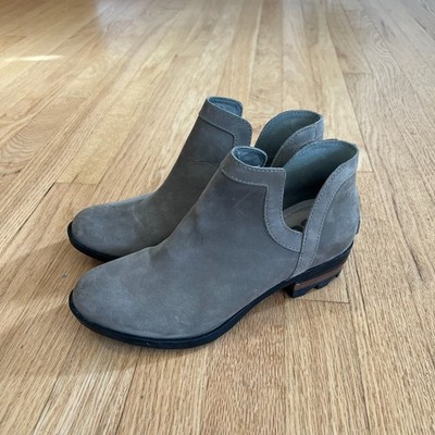 Sorel Lolla Cut-Out Waterproof Leather Ankle Boots Gray Women's US Size 7.5