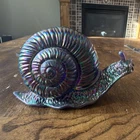 FENTON Glass Figurine ~ SNAIL ~ Multicolor CARNIVAL GLASS Glossy Finish
