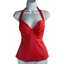 Tommy Bahama 36D Tankini Top Sunkissed Solids Pearl Underwire Halter Melon Berry