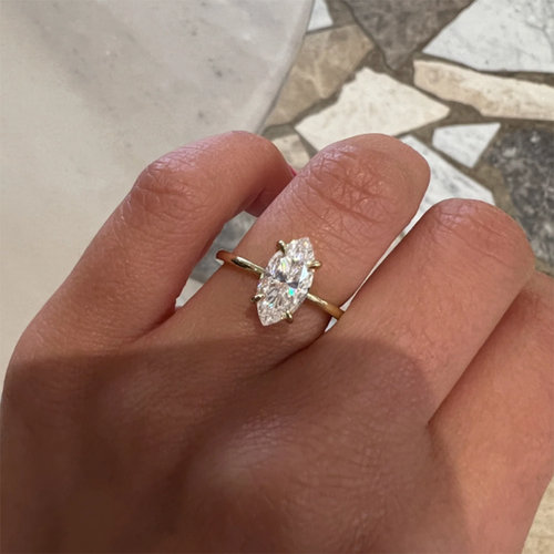 Diamond Gold Ring IGI GIA HRD Lab Grown Marquise Cut 1.50 Ct 14K Multi Tone Band - Picture 8 of 16