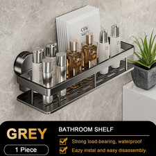 Suction Cup Bathroom Shelf No Drill Wall Mounted Shampoo Bottle Shower Rack Toil