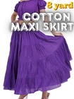 Women 8 Yard Flamenco Gypsy Cotton long Maxi Skirt Elastic Waist with Drawstring