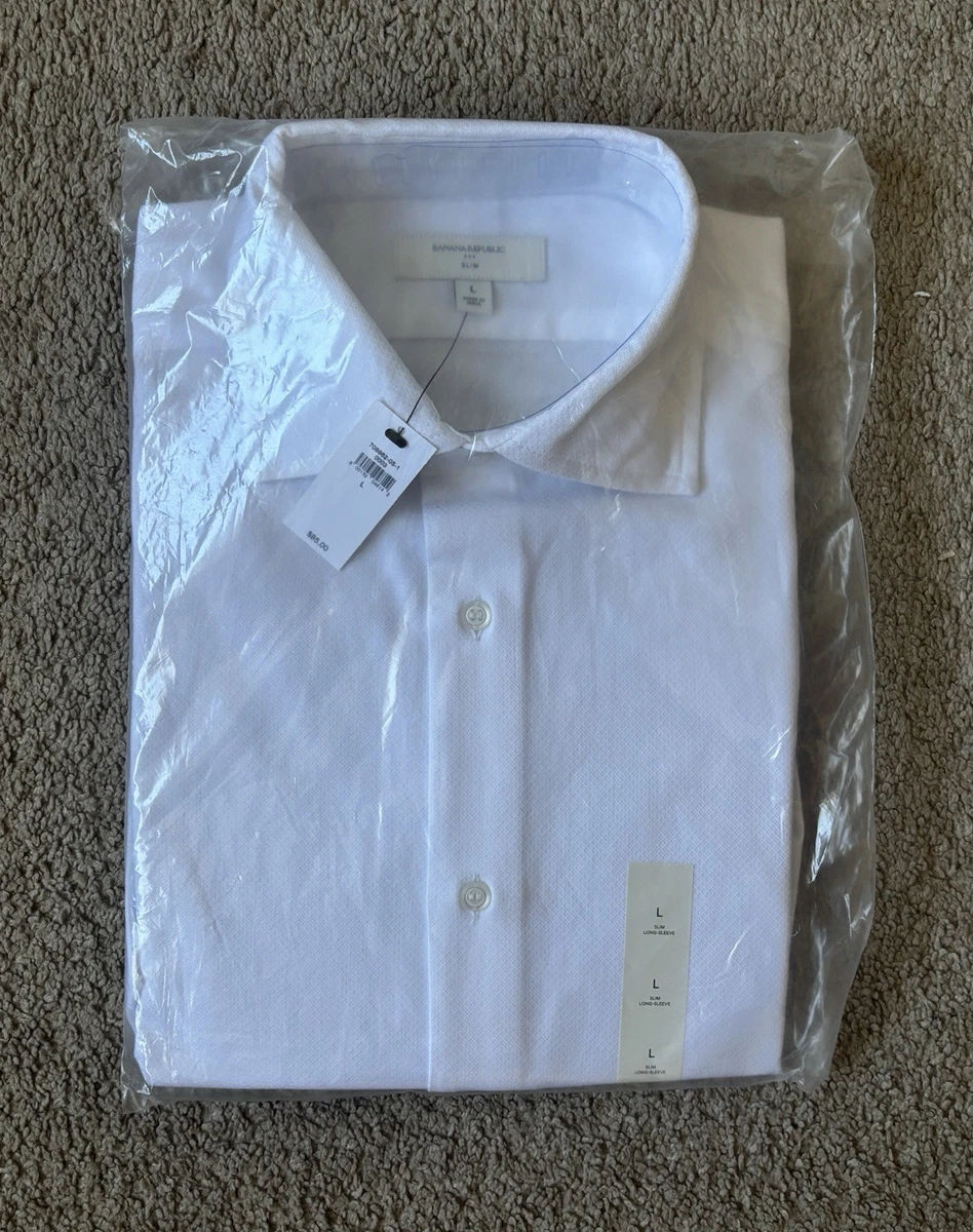 banana republic men's white dress shirt Men's Athletic-Fit Dress Shirt White Regular Size XXL