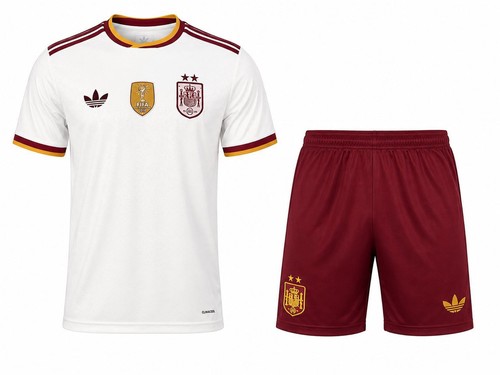 Spain Style Soccer Jersey Shorts Set White Red Football Kit Sports Uniform