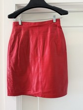 Vintage 80s Michael Hoban North Beach Leather Red Pencil Skirt Designer LA Cool