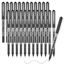 Shuttle Art Rollerball Pens, 25 Pack Black Fine Point Roller Ball Pens, 0.5Mm Li