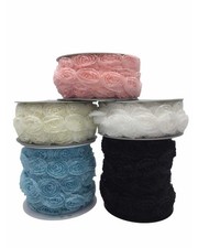 Passamaneria Rose Laser Georgette Nastro Base Tulle Alta 3 Cm XP002