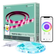 Smart RGB LED Strip Lights, 16ft Wi-Fi Dimmable 1-Pack Kit, Bedroom Lighting
