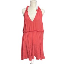 NWT Chelsea28 Sleeveless High Low Ruffle Dress Womens Size L Orange Red