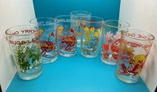 1974 Warner Brothers Looney Tunes Welch's Jelly Drinking Glasses Lot Of 7