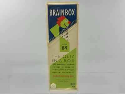 Vintage 1991 BrainBox Alter 8-9 Quiz in einer Box Lernspiel