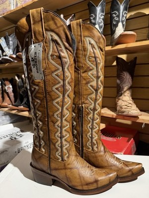 Western Women Boots New Glam size 6 7 & 8 Sparkle Brown Authentic Leather Beads