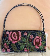 elegant evening bag with blue Iridescent Glass Beads Brand New 