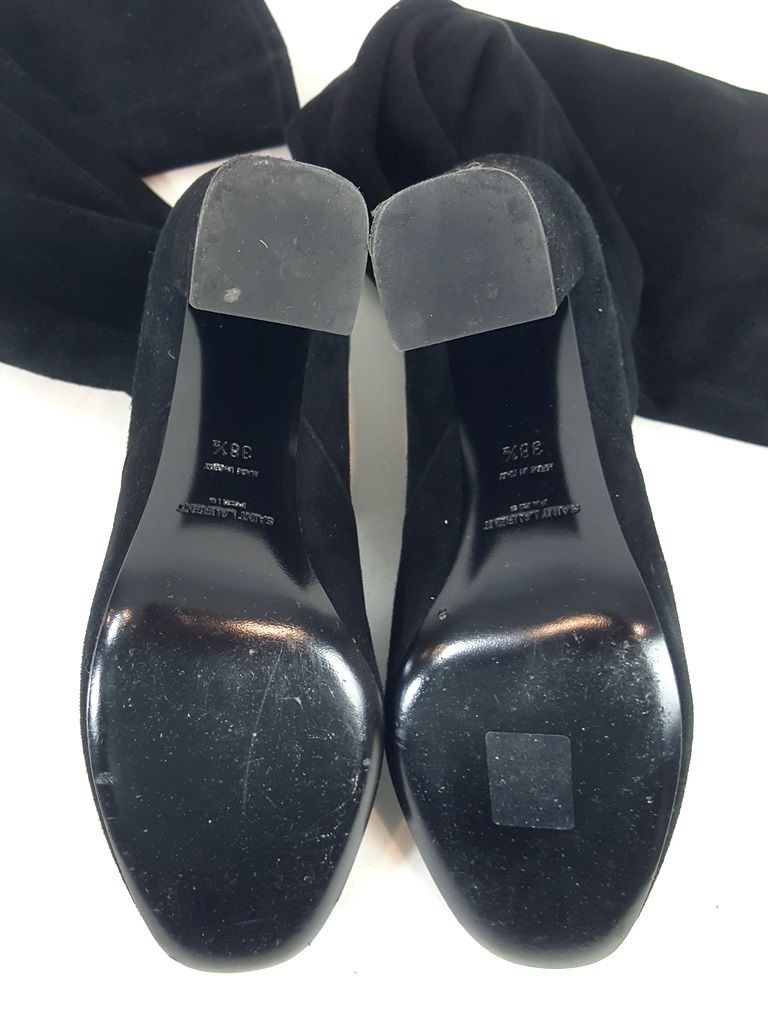 Stivali sopra il ginocchio Saint Laurent neri scamosciati elasticizzati OTK taglia 38 1 2