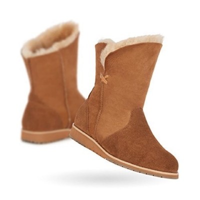 EMU Australia Beach Lo Real Sheepskin  & Suede Boots Sz 5 Merino Wool Lined Warm