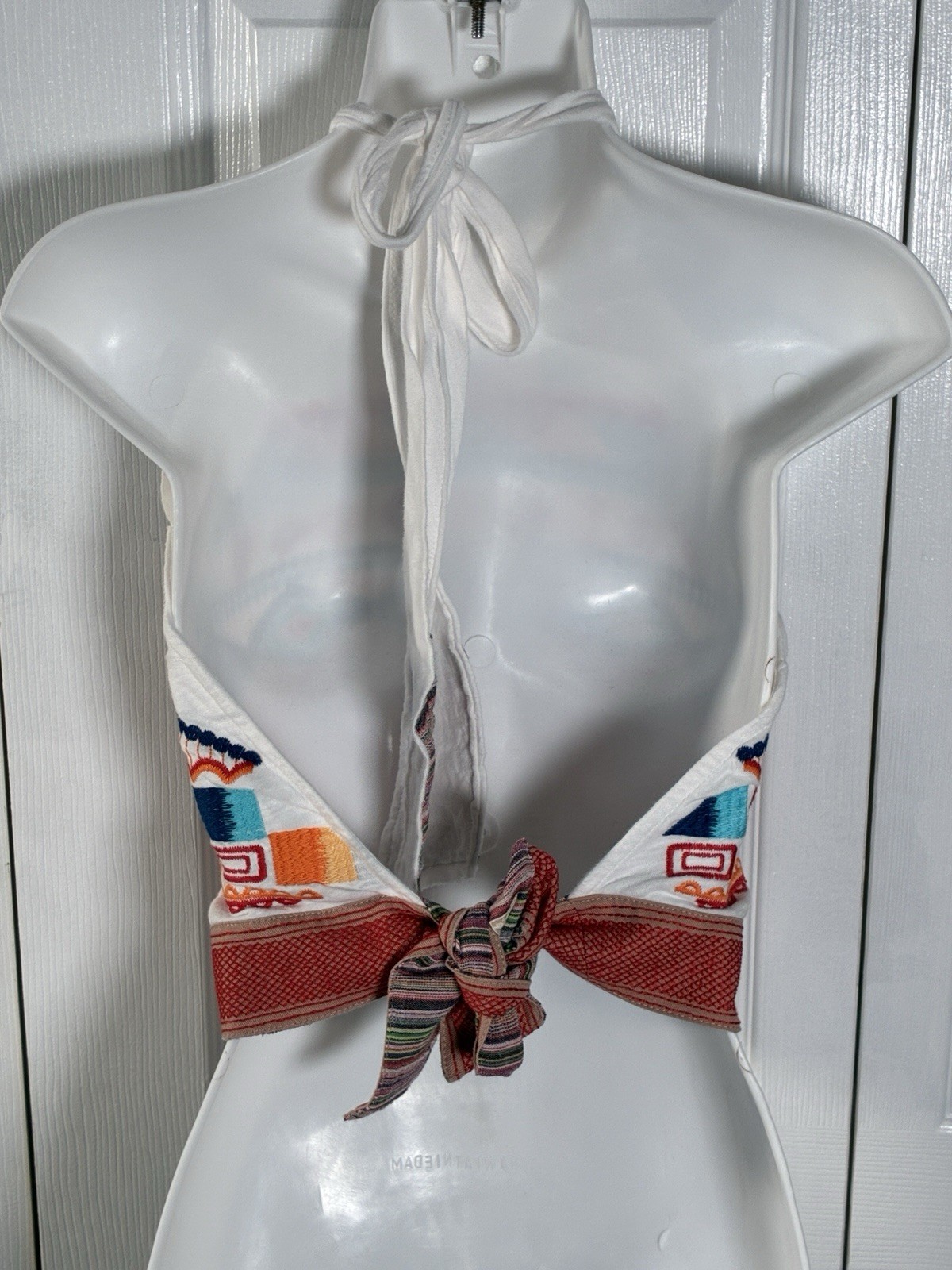 Altar’d State Western Boho Aztec Embroidered Halter Neck Tie Back Crop Top Small