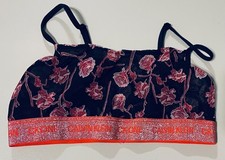 CALVIN KLEIN BRALETTE SZ S FLORAL RED BLACK SPARKLE LIGHTLY LINED CK1 PINK ROSES