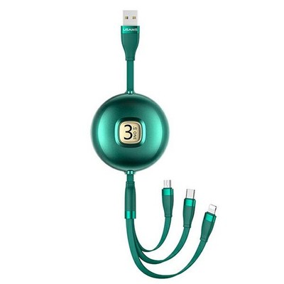 USAMS U69 3-in-1-Kabel, 1 m, USB-A auf Lightning auf Micro-USB auf USB-C, Grün