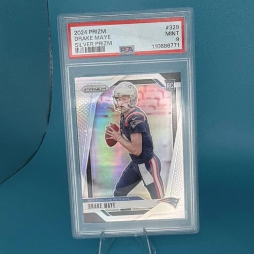 2024 Panini Prizm Silver Prizm Rookie Drake Maye #329 Patriots PSA 9