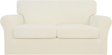 3 Pc Couch Cover for 2 Cushion Couch Loveseat Stretch Sofa Cover Ivory