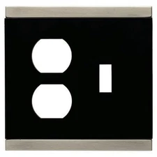 135760 Black  & Satin Nickel Single Switch Single Duplex Cover Plate