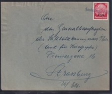 Dt. Okupacja 2. Wojna światowa, Alzacja, list daleki EF. Mi.-nr 7 ze stemplem awaryjnym