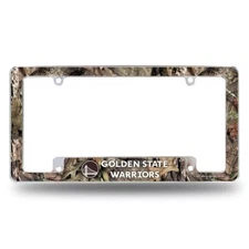 Golden State Warriors Metal License Plate Frame with Bold Mossy Oak Camo Design