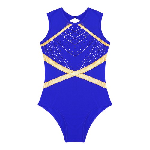 Mädchen Tumbling Sparkle ärmellos Gymnastikanzug mit Shorts Ballett Body - Bild 44 von 78