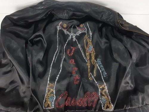 JUST CAVALLI Italy Leather Jacket size 42/L - Picture 5 of 8