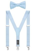 Men's Boys' Suspenders and Bow Tie Set Adjustable 47" adult Light Blue
