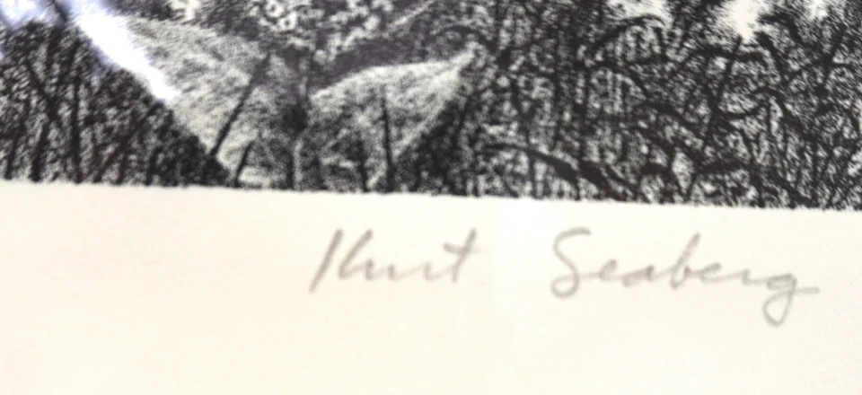 K Seaberg De Colección Litografía Enmarcada Bosque de Ciervos Firmado 16/75 Naturaleza Impresión Granja Foto 3 de 4