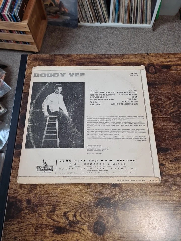 Bobby Vee - Take Good Care Of My Baby - Liberty - LBY1004 - Mono - 1st Edition - Image 3 of 4