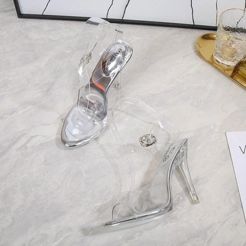 Women Clear PVC Sandals Stilettos High Heeled Transparent Pumps Party Shoes New - Picture 10 of 40