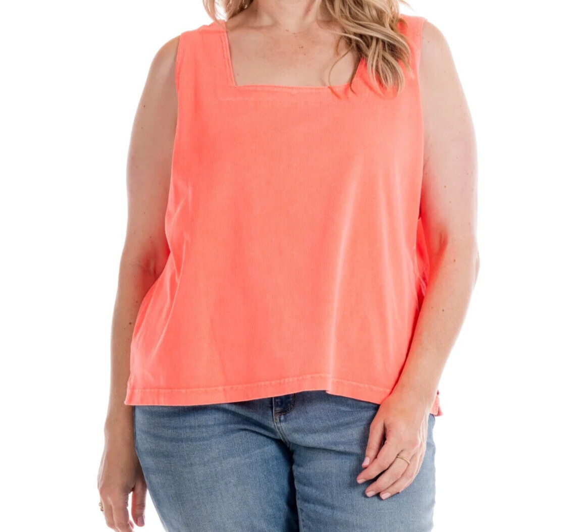 Fresh Produce 2x sunset orange jersey cotton $39 boxy tank top nwt new 2x
