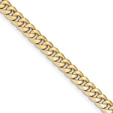 14k Yellow Gold 6mm Semi-Solid Miami Cuban Link Chain Bracelet 7 Inch