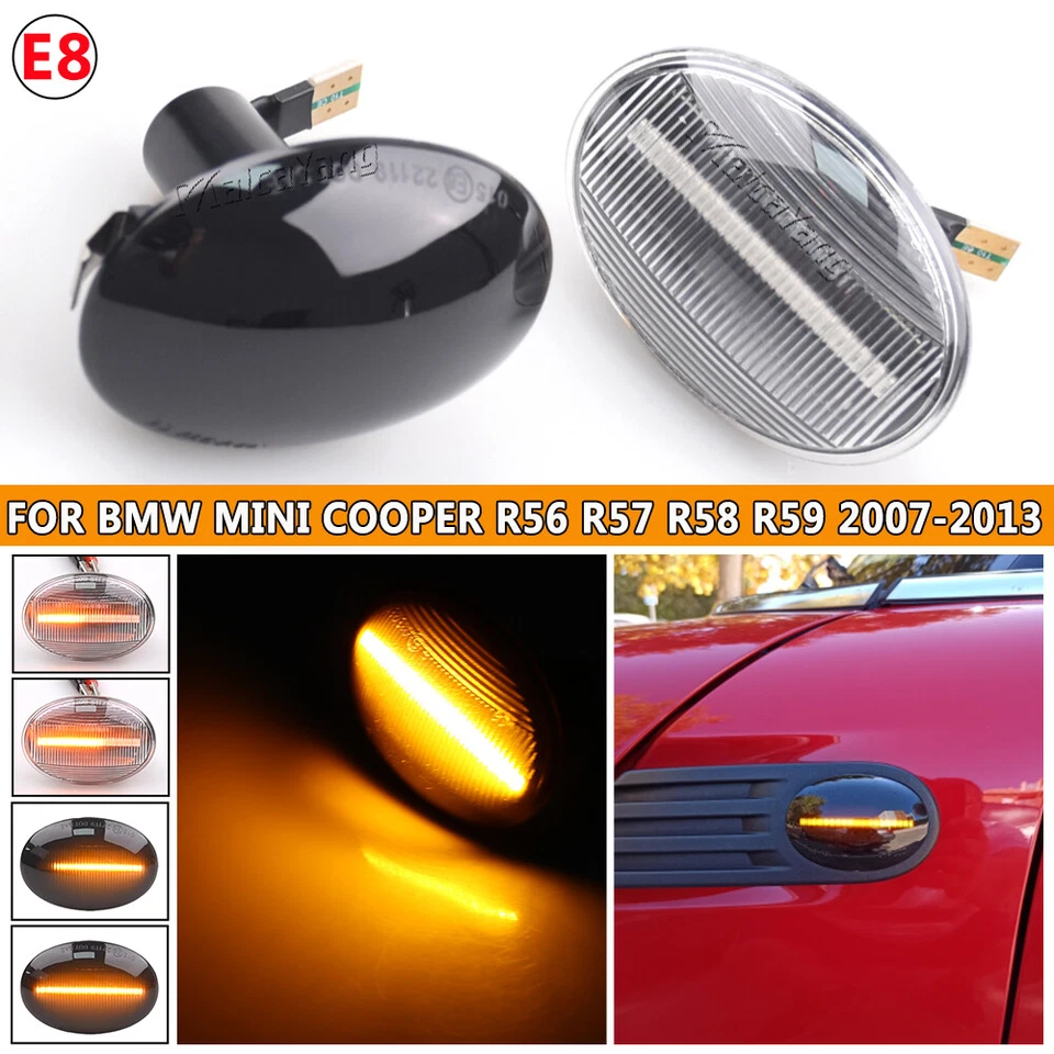 Señal de giro LED de luz de señalización lateral para BMW Mini Cooper R56 2007-2013 R57 R58 R59 Foto 3 de 4