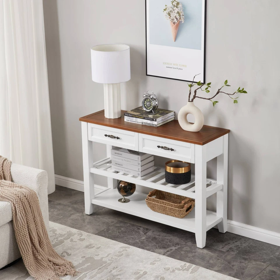 Стол консольный STOREADY, стол для входа, диван-стол с открытыми полками и ящиками - Изображение 2 из 4