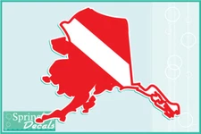 ALASKA Shaped DIVE Flag Vinyl Decal Car Truck Sticker SCUBA Diving Decal