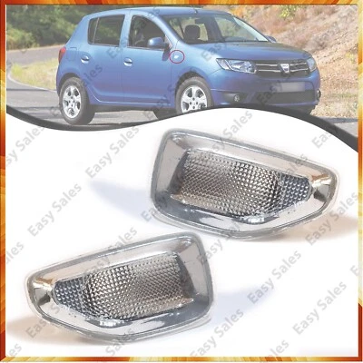 Clignotants Latéral Blanc Argenté Gauche+Droite pour Dacia Logan Sandero 2012+ - Photo 1/4