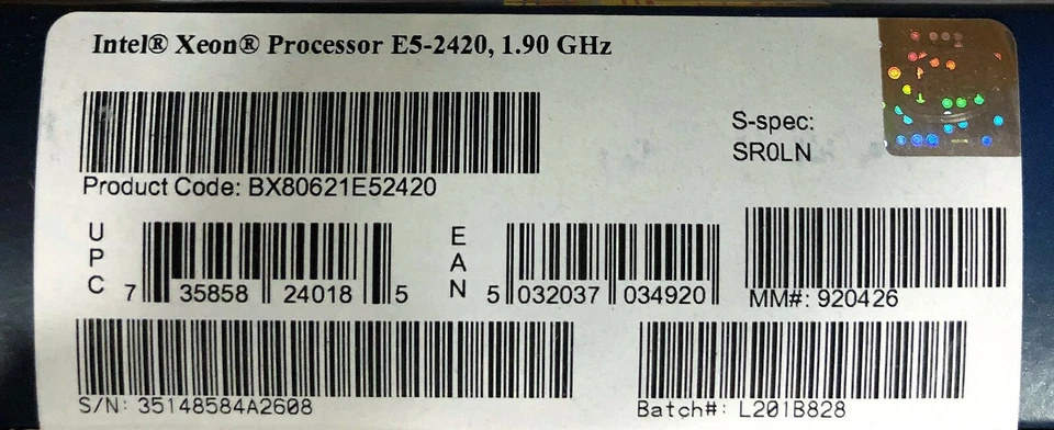 Intel BX80621E52420 SR0LN Xeon E5-2420 15M Cache, 1.90 GHz, 7.20 GT/s QPI NEW - Image 2 of 2