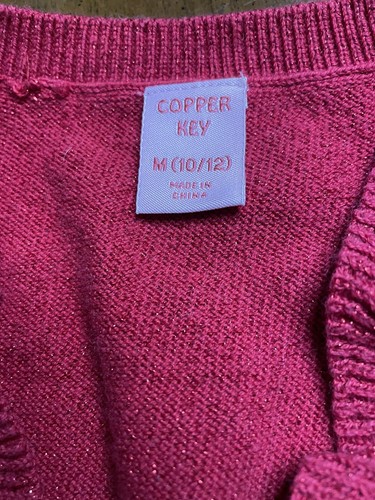 Copper Key Cardigan Girls Red Metallic Shrug Size 10 - Picture 2 of 5