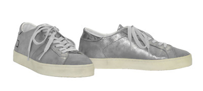 A6 Auth D.A.T.E. Stardust Silver Nubuck Leather Low Top Sneakers Size 6.5 EU 37