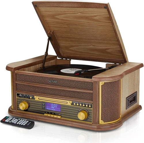 Vinyl  Record Player  DAB+ Turntable Bluetooth CD USB Denver MRD-51BT Light Wood