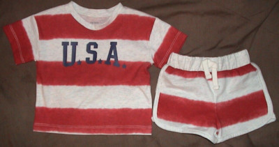 U.S.A.-CARTER'S RED*GRAY & BLUE SHORTS OUTFIT-SIZE 3 MONTHS-NEW WITH TAGS