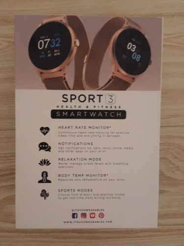 iTouch Sport 3 Smartwatch Fitness Tracker - Rose Gold with Rose Gold Mesh Strap - Zdjęcie 3 z 3
