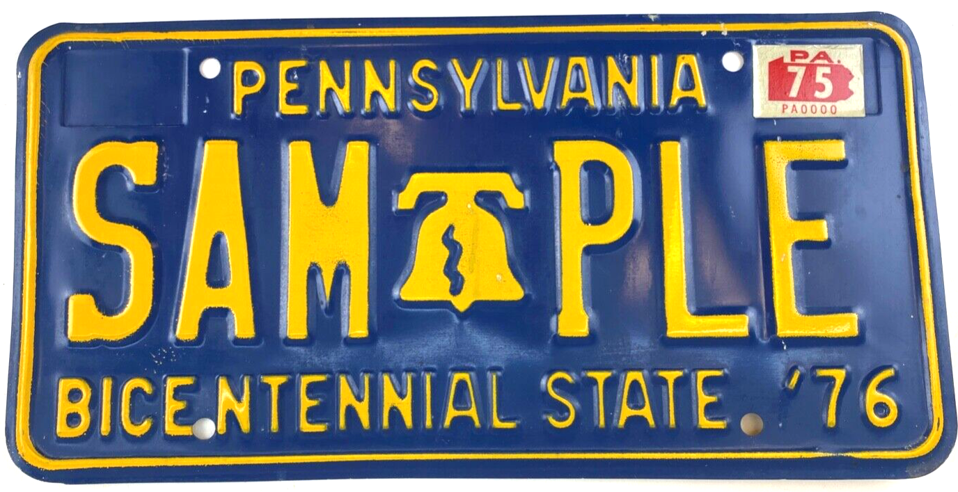 Pennsylvania 1975 Sample License Plate Vintage Man Cave Garage Decor