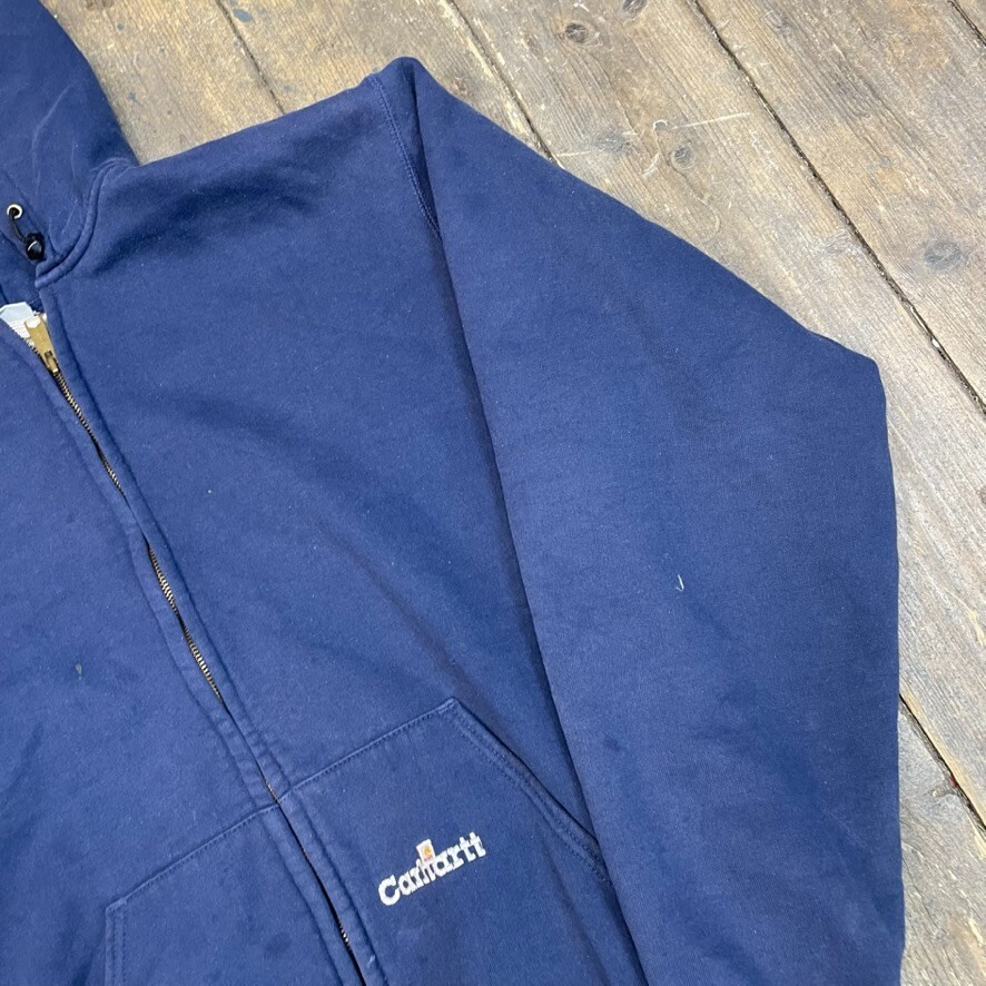 Carhartt Hoodie Mens Full-Zip 90s Workwear Mesh Lined Sweatshirt, Navy, Large image 4