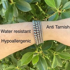 Silver Ball bracelet - Stainless Steel - Water Resistant Nickel Free Tarnish USA